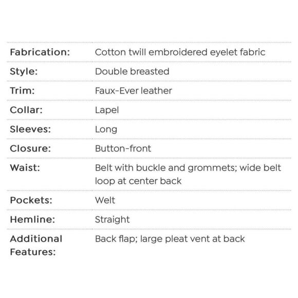 KATHY IRELAND NWT Gabrielle Petal Pink  Cotton Eyelet Trench Coat Size Large - Picture 16 of 16